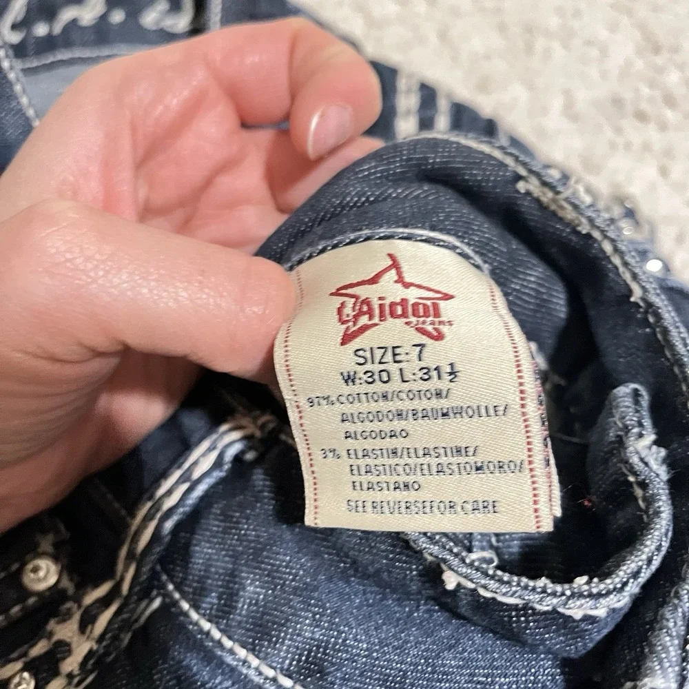 L.A. Idol USA Embellished Large Stitch Jeans Size 7 Women's 30 W 31.5Inseam NWOT